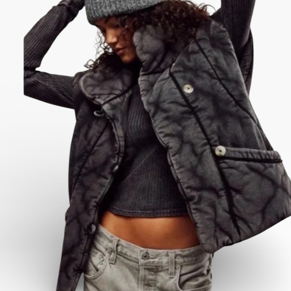 Free People We The Free Roll With Us Puffer Vest Oversized Large Quilted